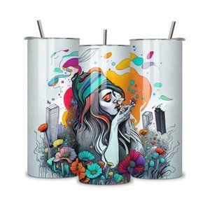 Girl Dreaming with Flowers 20 oz Skinny Tumbler Stainless Steel